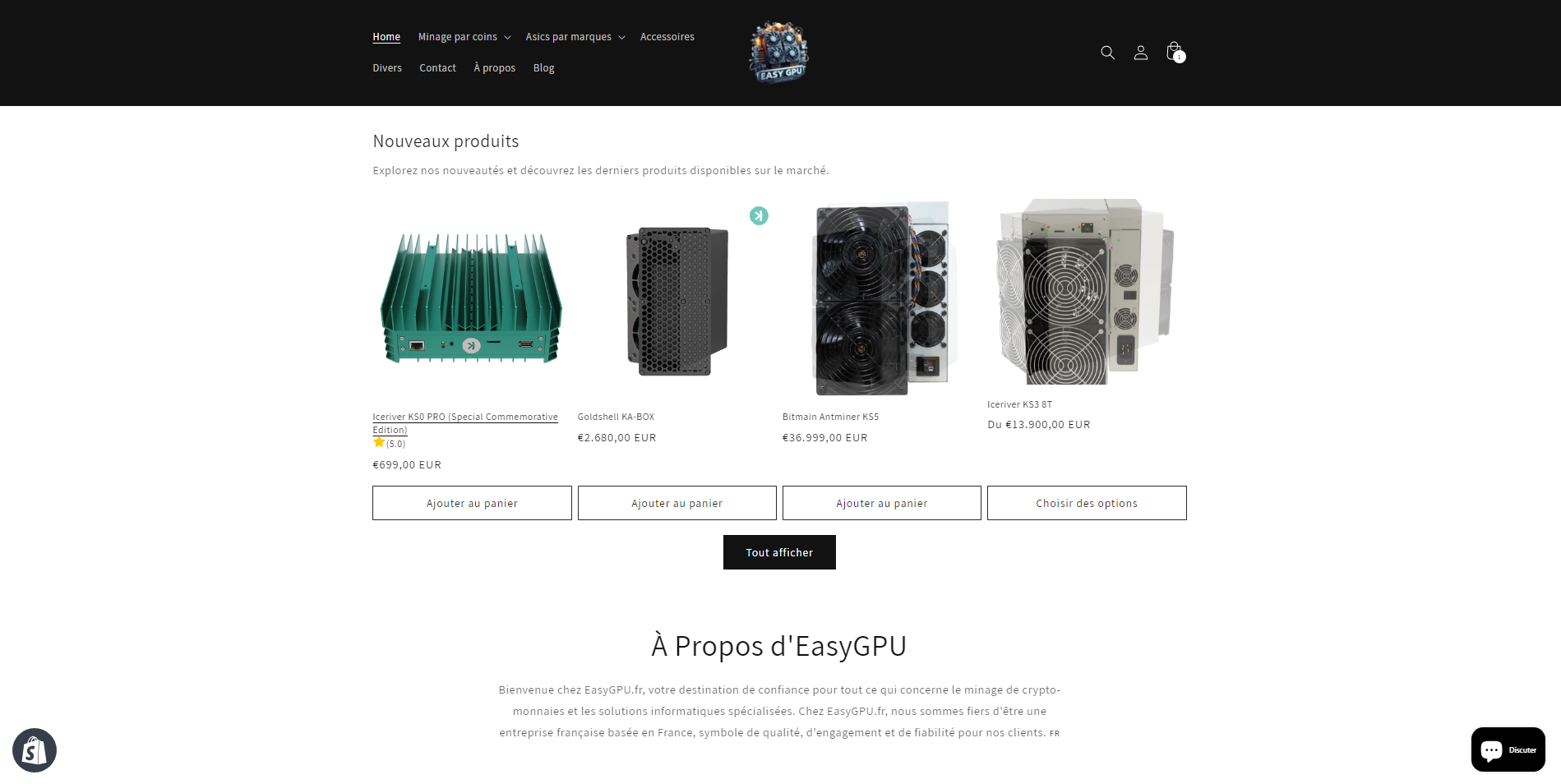 Capture d'écran du projet EasyGPU - Full-featured e-commerce platform for computer hardware with product catalog