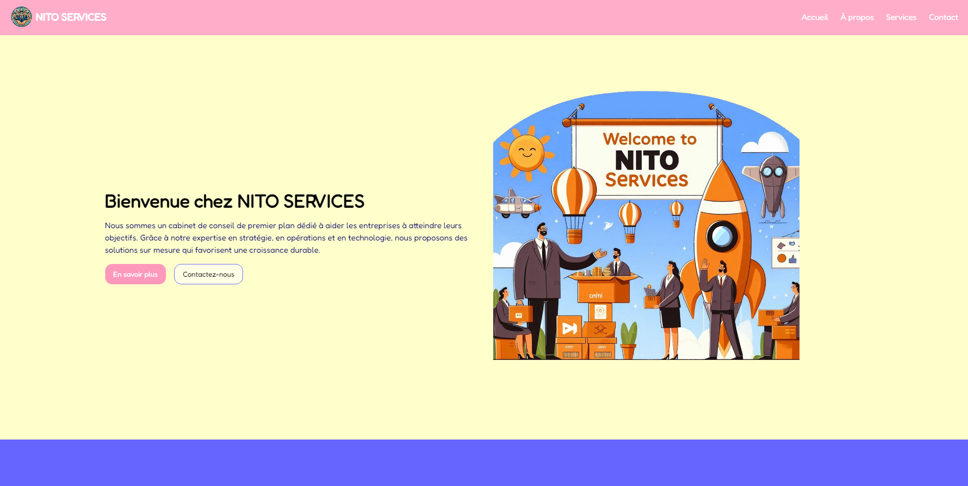 Capture d'écran du projet NITO SERVICES - Professional services company website with business solutions showcase